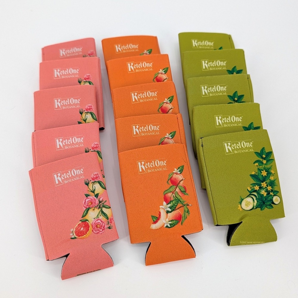 Ketel One Botanical Koozie‎ Set 15pc Neoprene Slim Can Insulators Floral Multi